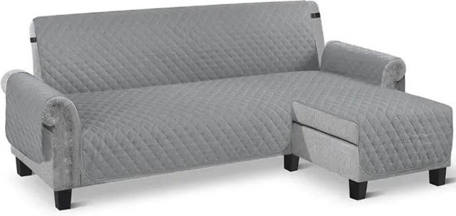 Universal L-förmiger Sofa-Schutzbezug aus gebürstetem Fleece für Ecksofas, Grau - Bild 1