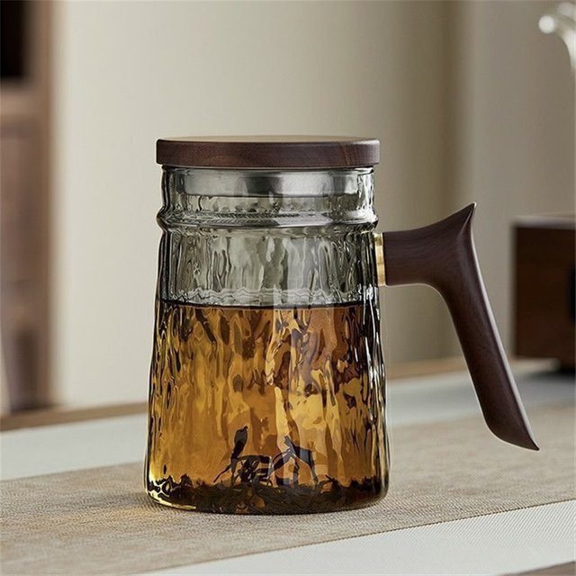 BenRussell Glas-Teetasse mit abnehmbarem Edelstahl-Halbmondfilter, transparent, 600 ml - Bild 1