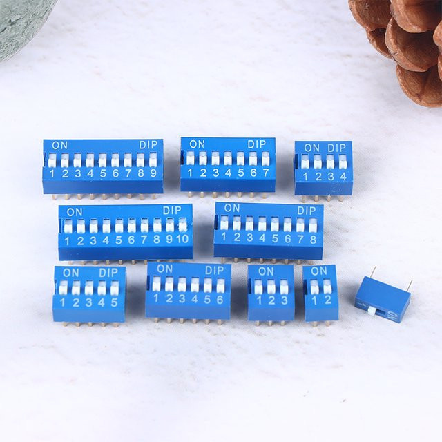 10er-Pack DIP-Schalter-Kit mit 1- bis 10-poligen blauen Schiebeschaltern, 2,54 mm Rastermaß für Steckbrett und Leiterplatten-Prototyping - Bild 1