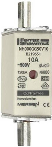 Mersen NH-Sicherung 1B631.000000 Größe 000, 10A, 500V, Weiß - Bild 1