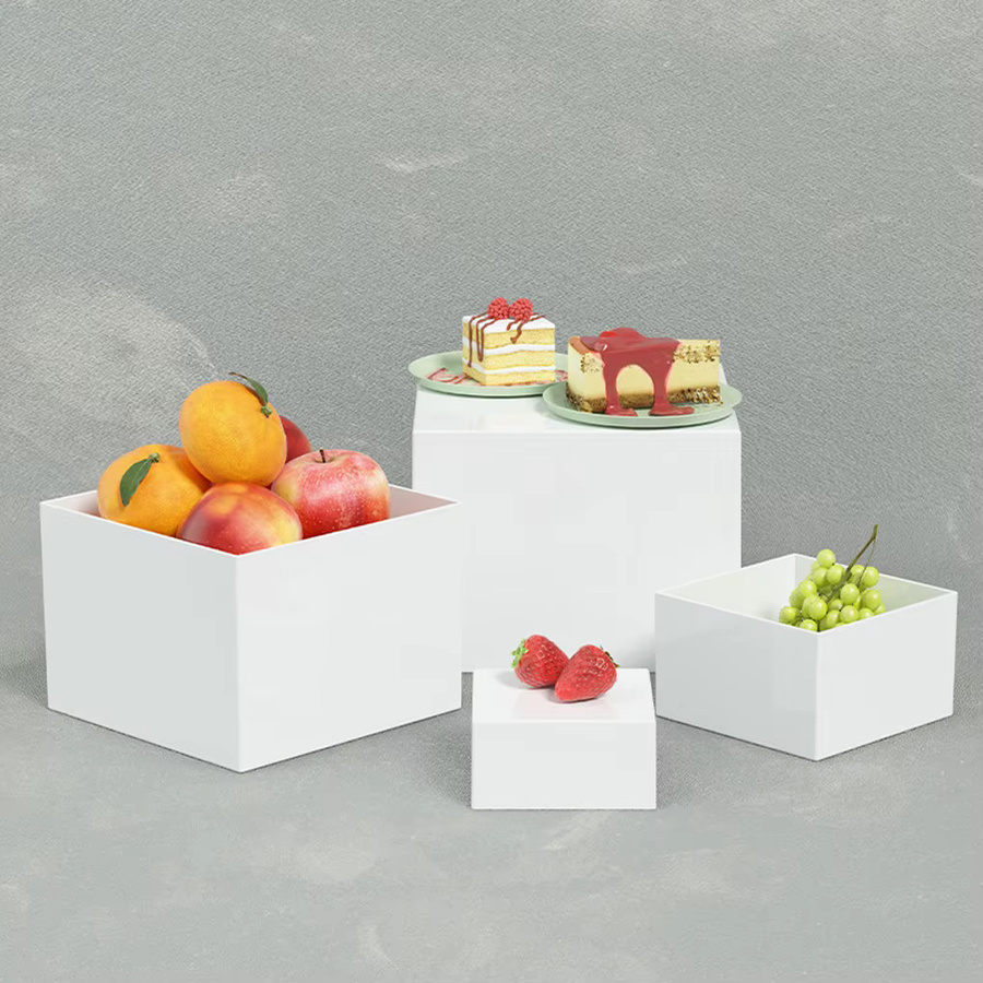 FangNymph Acryl Buffet Riser Set aus 6 Teilen, Display-Ständer in Transparent und Weiß für Partys, Hochzeiten oder Schmuckpräsentationen - Bild 2