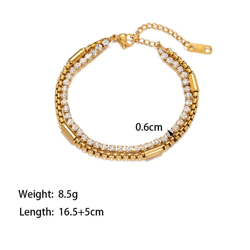 EILIECK Armband, Edelstahl, Gold, Zirkonia, Damen - Bild 2