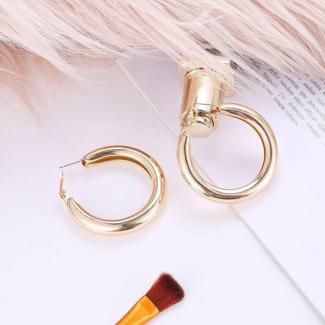 Creolen Messing, Gold, 50 mm, Damen - Bild 1