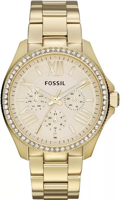 Fossil Armbanduhr, Quarz, Edelstahl, Gold, Leder, 42 mm, Damen - Bild 1