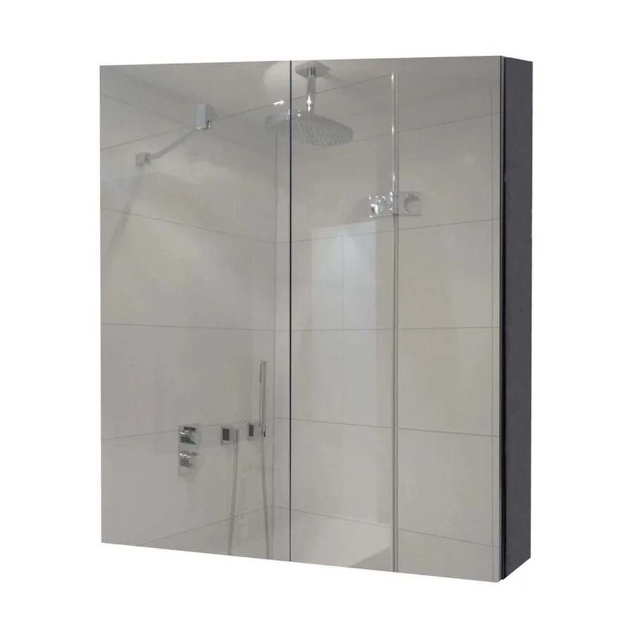 MCW Spiegelschrank B19b Badschrank in Schwarz mit 2 Regalböden und Soft-Close-Türen, B/H/T: 70 x 60 x 16 cm - Bild 3