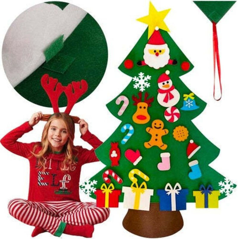 ISO TRADE Filz Weihnachtsbaum mit Ornamenten und Sternen in Grün und Mehrfarbig - Bild 1