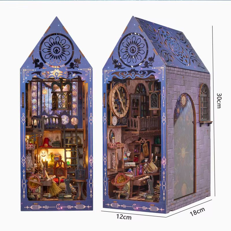 zuuton DIY Buch Nook Regal Einsatz Kit aus Holz, 3D Puzzle Miniatur Puppenhaus Montage Modell zur Dekoration von Schlafzimmer und Home Office, Multicolor - Bild 2