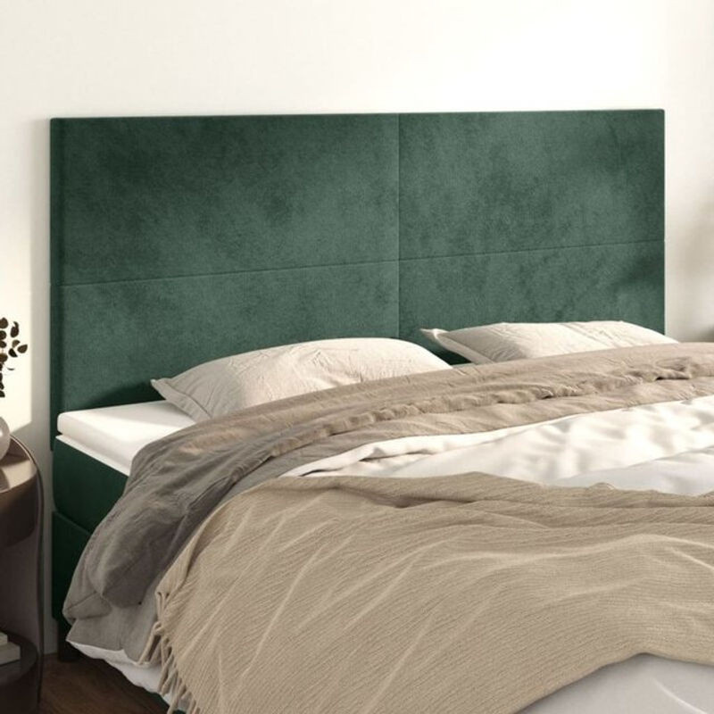 Vidaxl Kopfteile 4er Set aus Samt in Dunkelgrün H x B x T: 78 bis 88 x 90 x 5 cm - Bild 1
