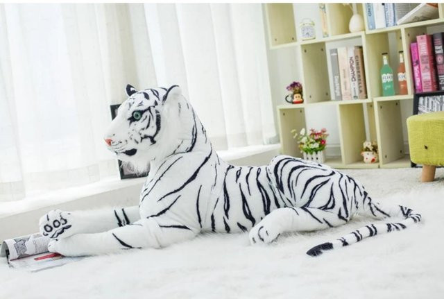 YESFEIER Panther Tiger Plüschtier, Schwarz, Gelb, Weiß - Bild 1