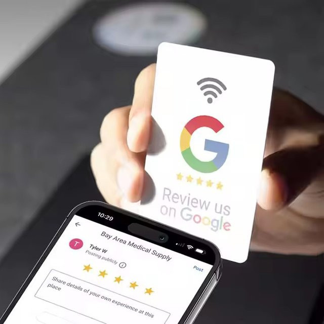 Wiederverwendbare NFC Smart Business Review Card für Google Kommentare, 13,56 MHz, kompatibel mit allen Smartphones, Schwarz und Weiß - Bild 1