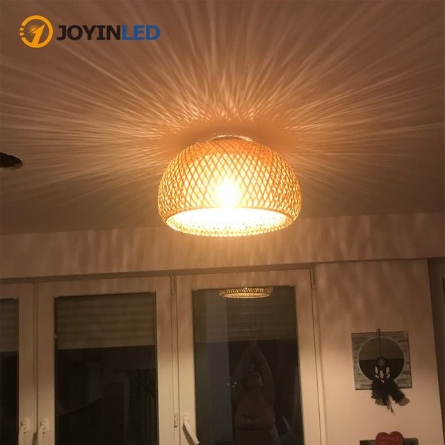 JOYINLED Moderner Bambus Kronleuchter in Braun für Garten, Schlafzimmer und Balkon - Bild 1
