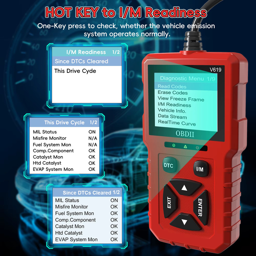 RUOGINSS OBD2-Scanner Codeleser in Rot mit Live-Daten, Fehlercode-Reset und CAN-Autodiagnose-Scan-Tool - Bild 4