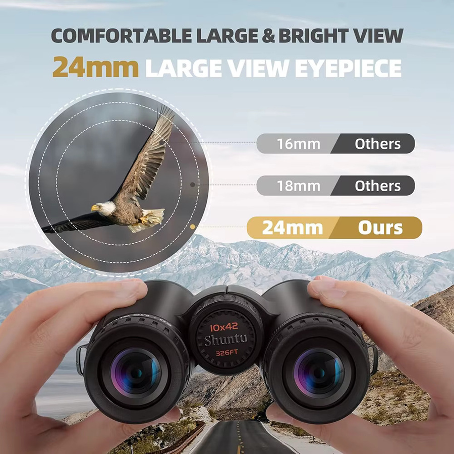 Shuntu Hochleistungsfernglas 10x42 mit ED-Objektiv, wasserdichtes Teleskop in Schwarz für Jagd und Wandern - Bild 2