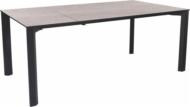 Stern Ausziehtisch Penta in Schwarz Matt mit Silverstar Stone light Tischplatte aus Aluminium, B/T: 100 x 160/210 cm - Bild 1