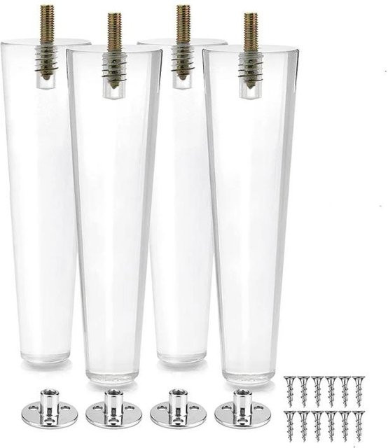 4er-Set Möbelbeine aus Acryl von Binchi Outdoor Equipment in Transparent, Mid-Century-Design für Sofa, Tisch und Kommode, Höhe: 12 cm - Bild 1