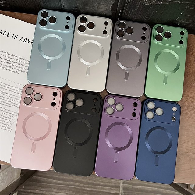 MagSafe Wireless-Ladehülle für Apple iPhone 12 bis 17 Pro Max mit Silikon-Glaslinsenschutz in Silver - Bild 1