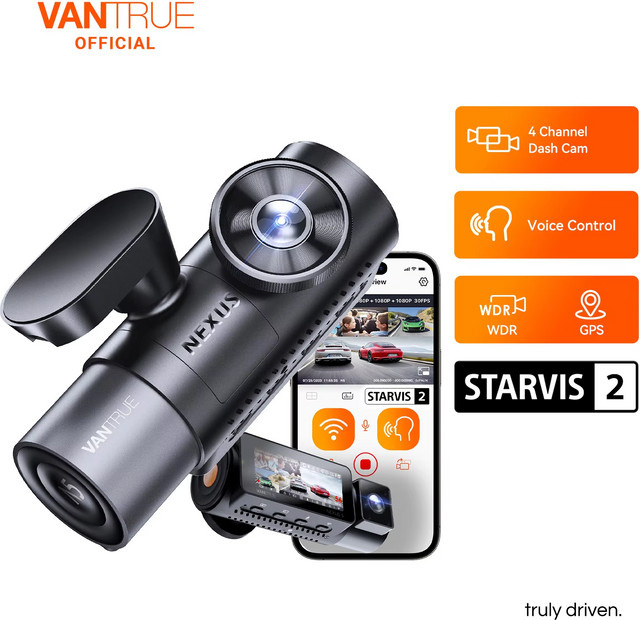 Vantrue N5 DashCam 4-Kanal 4K mit WiFi, GPS, STARVIS 2 IR Nachtsicht und Sprachsteuerung in Schwarz - Bild 1