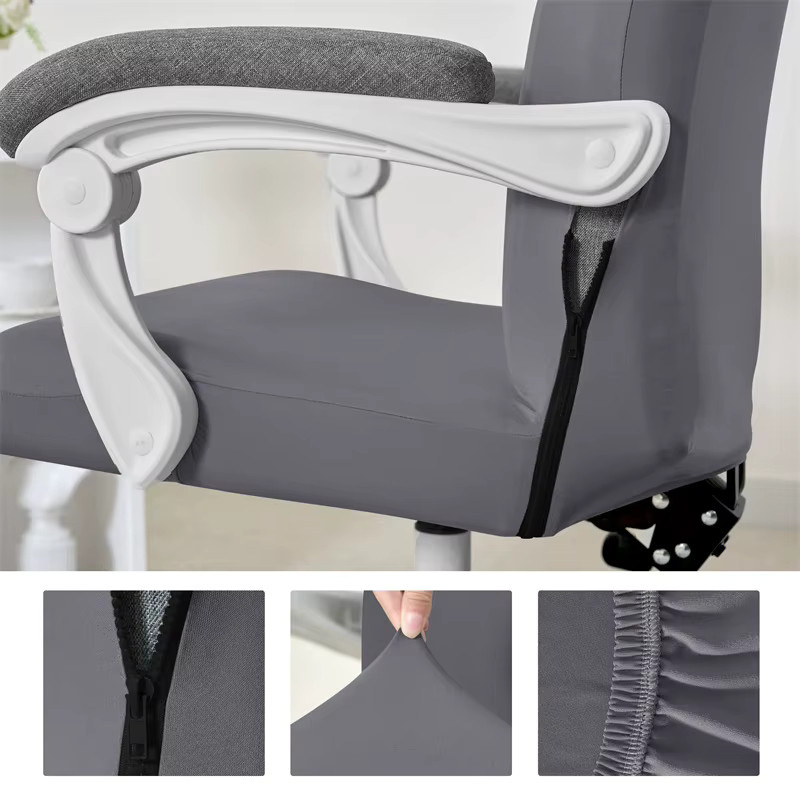 WANERQU Bürostuhlbezug aus Polyester, grau, dehnbar, schmutzabweisend und rutschfest - Bild 4