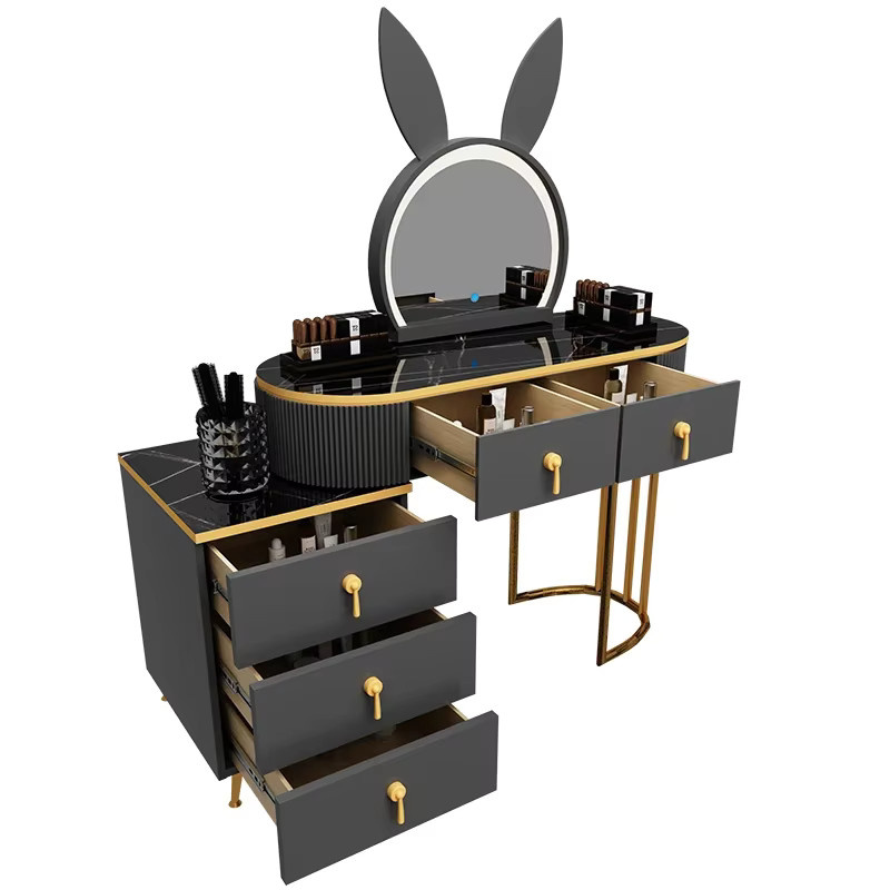 Moderner Luxus Schminktisch von DUTRIEUX in Schwarz mit Glaselementen und glänzender Oberfläche - Bild 2