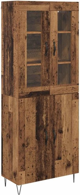 vidaXL Highboard Altholz in Braun mit Glastüren und Regalen, B/T/H: 69,5 x 34 x 180 cm - Bild 1