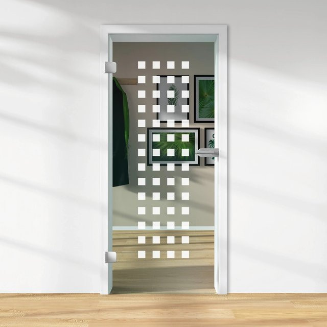 Skyscope Glasdrehtür ESG Floatglas mit Lasermattierung, DIN Links, H x B x T: 197,2 x 83,4 x 0,8 cm - Bild 1
