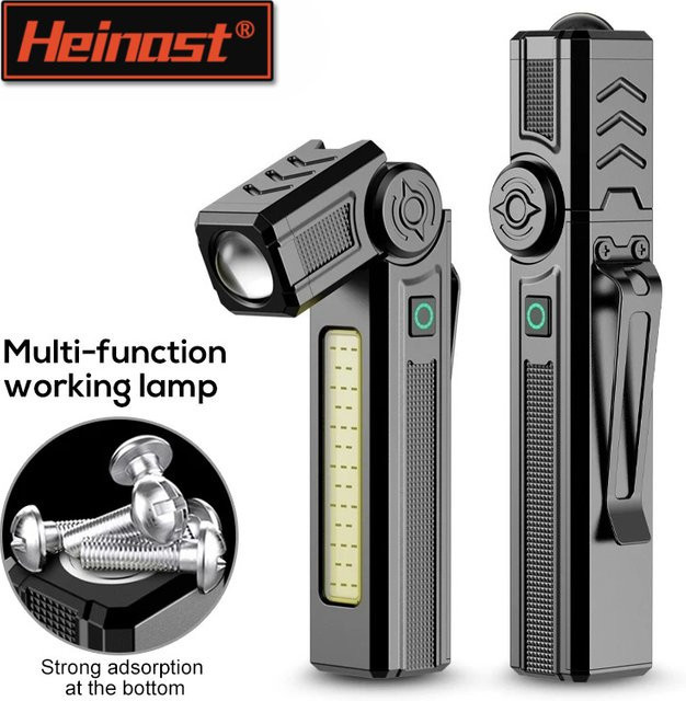 Heinast Multifunktionales Arbeitslicht in Schwarz mit Magnet und USB-Ladefunktion, rotierbare LED-Reparaturleuchte - Bild 1