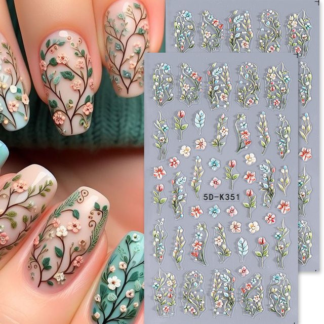 SWEET TREND Nagelaufkleber Blumen Design, 2 Stück, Glänzend - Bild 1
