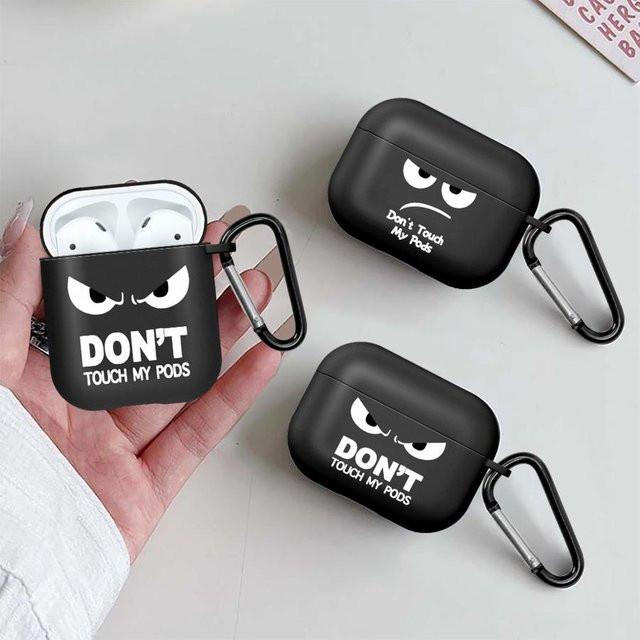 Schutzhülle für Apple AirPods 4, 3, Pro 2, Pro 3, 1, 2 in Schwarz mit kreativem Gesicht-Design - Bild 1