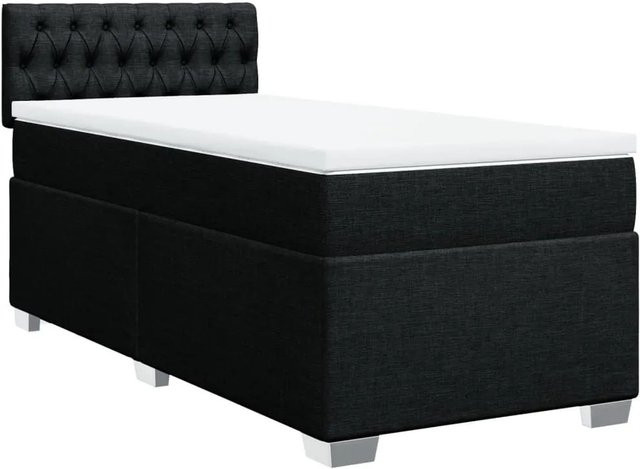 vidaXL Boxspringbett mit Matratze Schwarz, Hybridbett mit Taschenfederkern, USB-Anschluss und Unterbettbeleuchtung, B/T/H: 80 x 200 x 100,5 cm - Bild 1