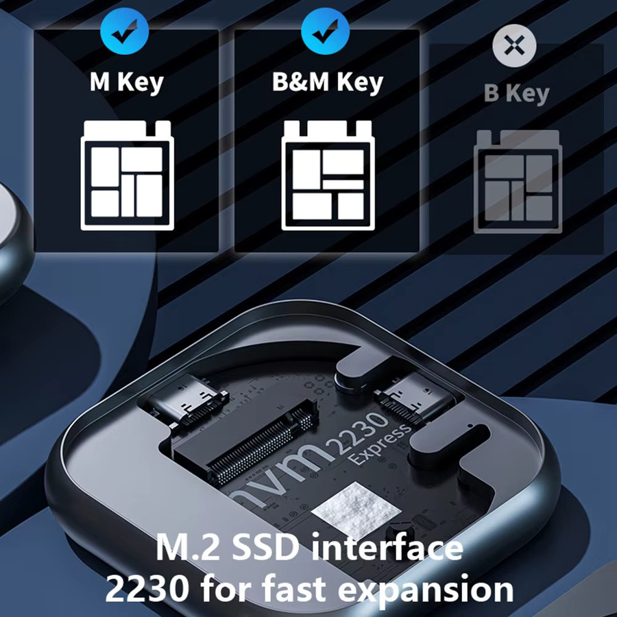 EOENKK Ultradünne magnetische M.2 NVMe SSD Erweiterungsdock USB-C mit USB 3.2 und PD Schnellladung, 10 Gbit/s, Grau - Bild 2