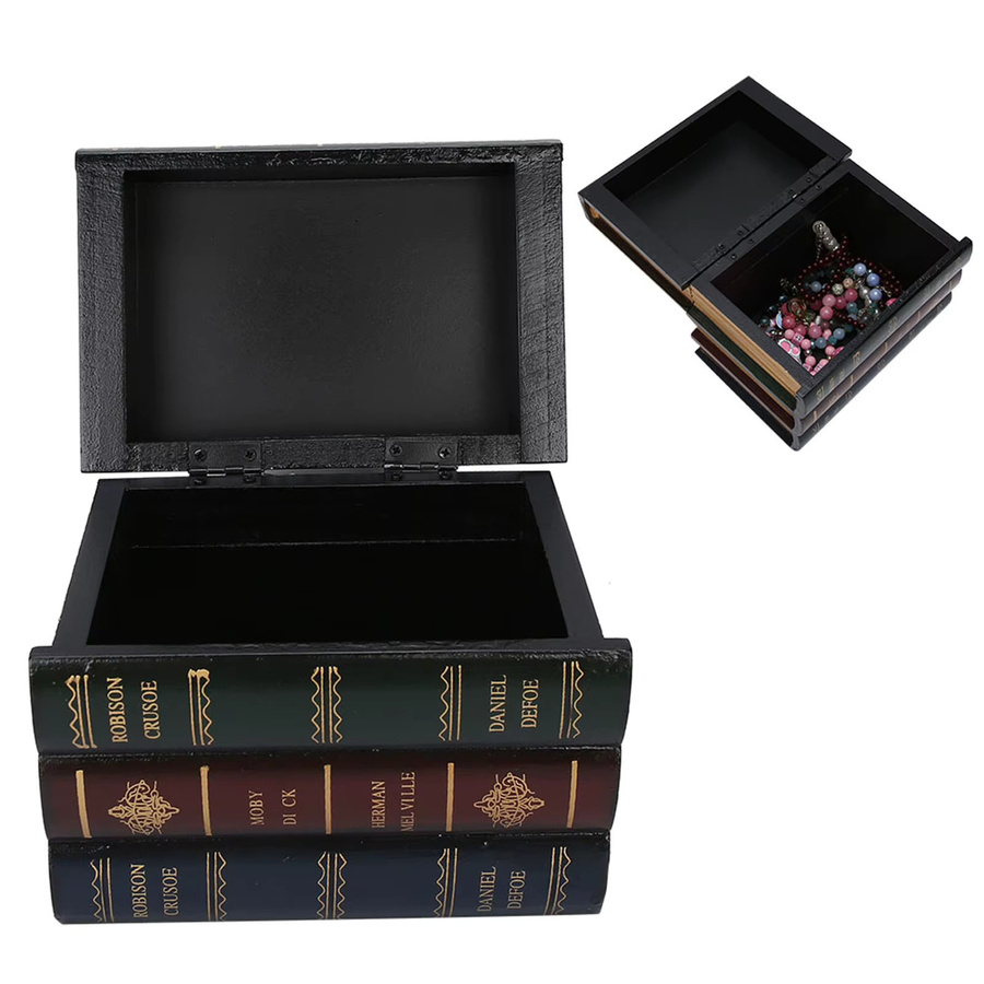 Qiilu Antike Schmuck-Aufbewahrungsbox in Buchform als dekoratives Ornament für dein Zuhause oder Büro - Bild 6