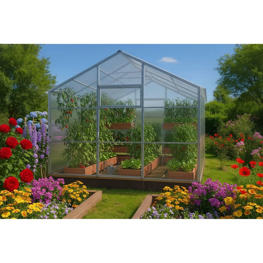 Garten Dream Gewächshaus Flora mit Satteldach aus Polycarbonat und Stahl, transparent, B/T: 600 x 300 cm - Bild 2