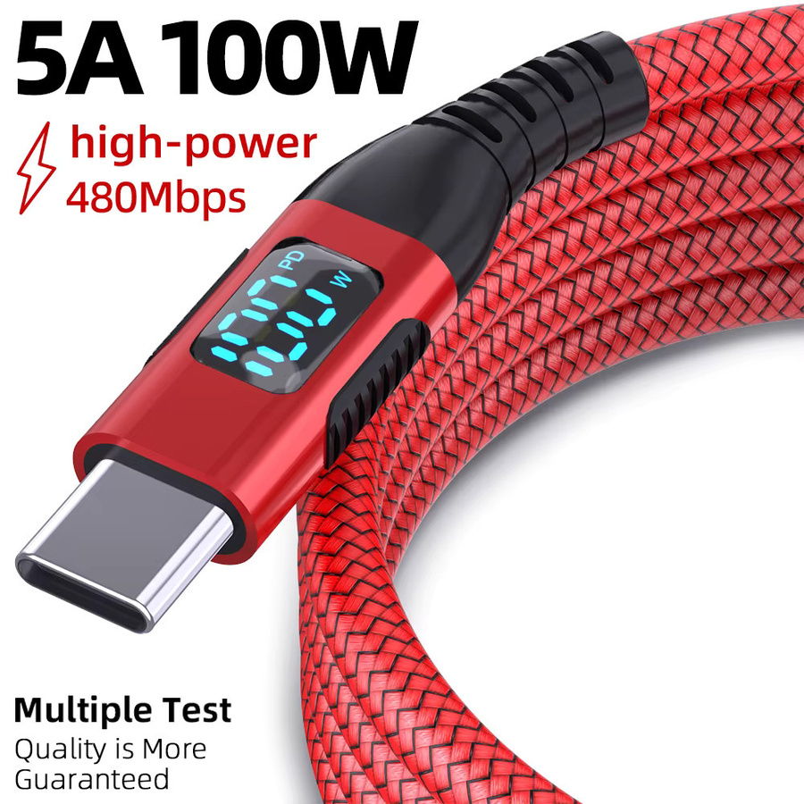 LAIHONEN USB-C auf USB-C Schnellladekabel mit 100 W und 5 A, langlebiges Nylon-Datensynchronisationskabel mit 480 Mbit/s für iPhone 16 15 14, iPad und Samsung - Bild 4