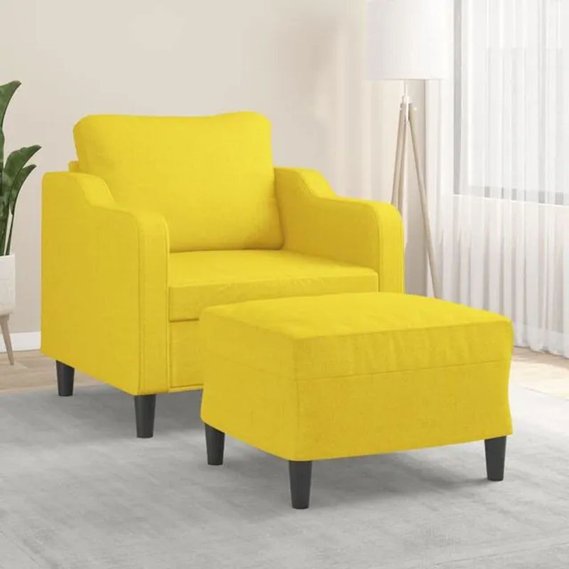 Modernes Sessel-Set mit Hocker von vidaxl in Gelb aus Stoff und Metall - Bild 1