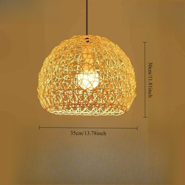 JOYINLED Rattan Kronleuchter in Retro-Optik, runde Pendelleuchte aus Naturmaterial für Küche und Balkon, warmweiß - Bild 1