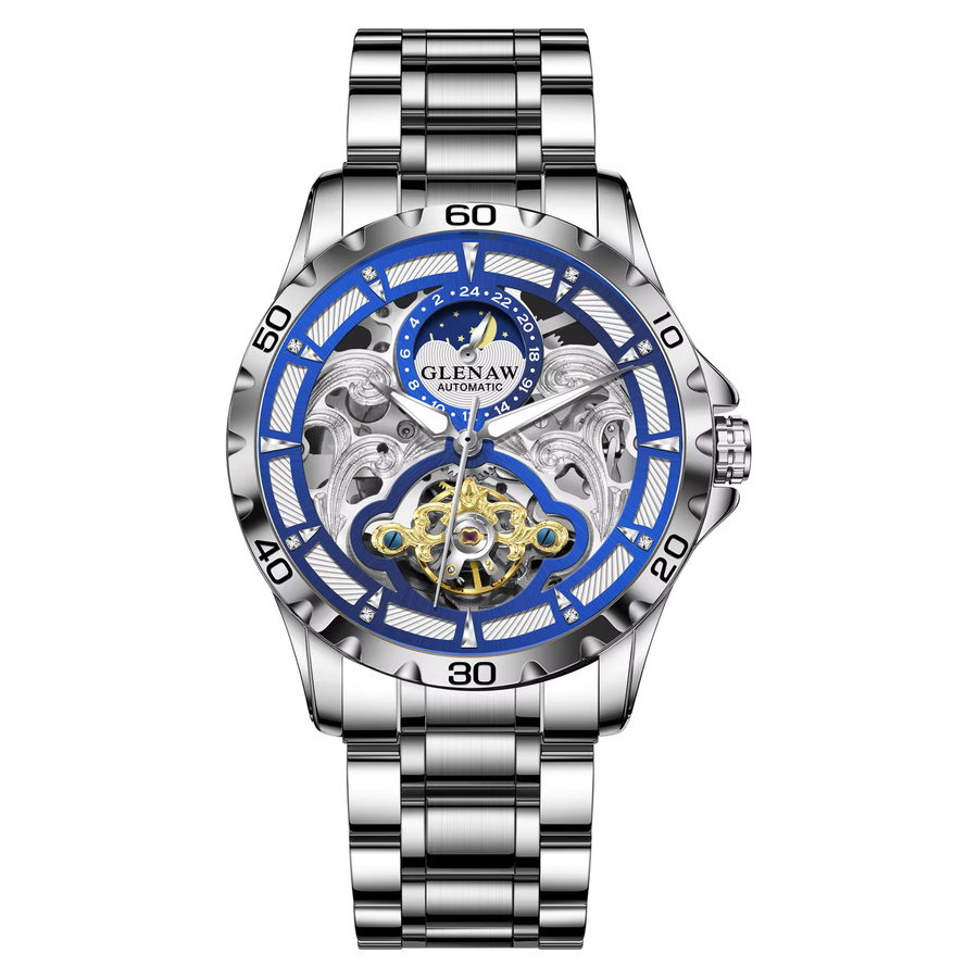 GLENAW Armbanduhr Automatik, Edelstahl, Blau, Herren - Bild 4