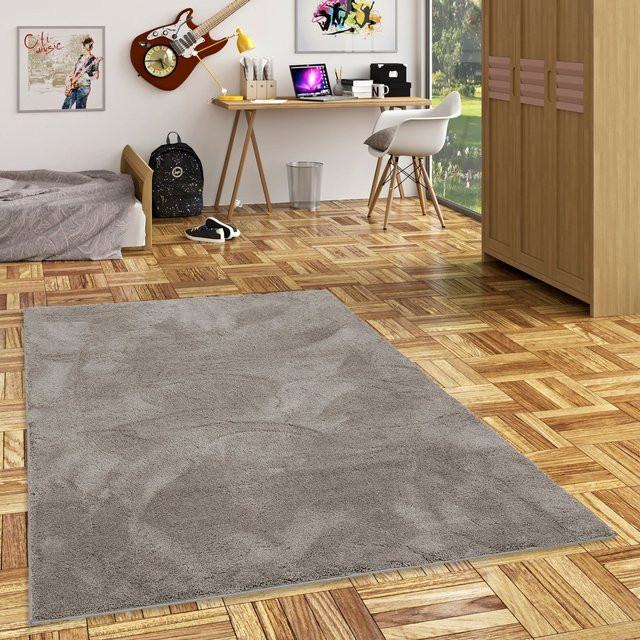 Pergamon Kinderteppich Silky Kids Super Soft Hochflor in Grau, rechteckig und rutschfest - Bild 1