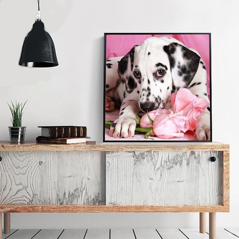 FIYO 5D DIY Diamond Painting Set Rund mit Hund Motiv, Mehrfarbig, Durchmesser: 30 cm - Bild 2