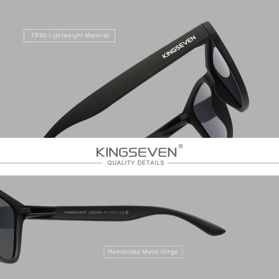KINGSEVEN Sonnenbrille, quadratisch, Vollrand, Unisex, schwarz, polarisiert - Bild 2