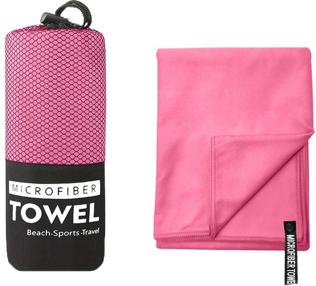 Sandfreies Mikrofaser Strandtuch von JMG Household Supplies in Pink, schnelltrocknendes Campinghandtuch für Fitness und Yoga, B/H: 76 x 152 cm - Bild 1