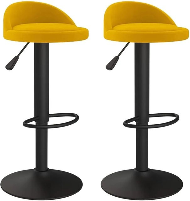 vidaXL Barhocker 2er Set Gelb Samt mit 360 Grad Drehsitz und Metallgestell - Bild 1