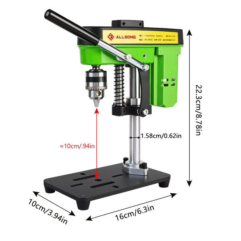 Allsome Mini-Tischbohrmaschine mit 775-Motor, Arbeitslicht und B10-Spannfutter für Holzbearbeitung, Schmuck und Kunsthandwerk - Bild 6
