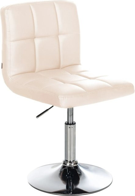 DELUKE Palma Barhocker BANGKO Barstuhl aus Kunstleder in Creme, höhenverstellbar, drehbar mit Lehne, B/T/H: 44 x 49 x 74 cm - Bild 1