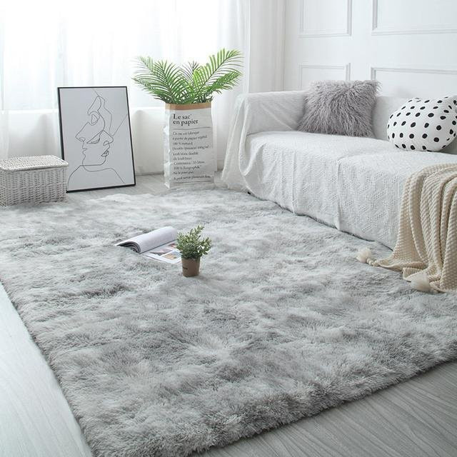 Flauschiger Teppich von Yiran Furniture in Grau für Wohnzimmer, Schlafzimmer oder Kinderzimmer, B/T: 160 x 230 cm - Bild 1