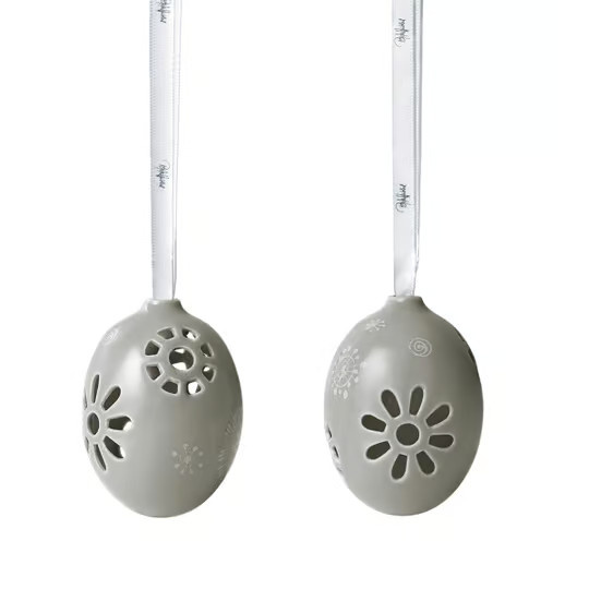 2er-Set Porzellaneier Wiinblad von Rosendahl in Graugrün mit Blumenmuster - Bild 2