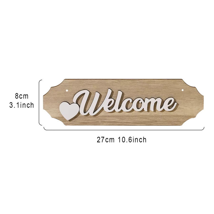 Rustikales Willkommensschild aus Holz in Braun mit Welcome-Schriftzug als Wanddekoration für den Innenbereich - Bild 3