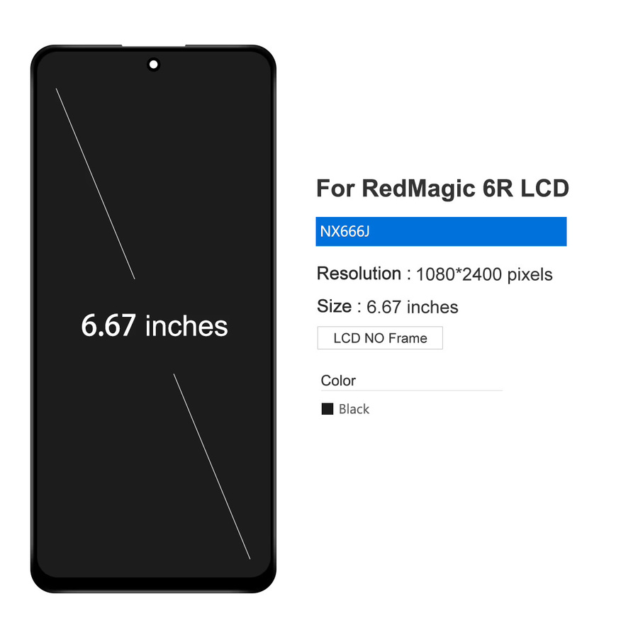 ZTE Nubia Red Magic 6R NX666J TFT LCD Touch Screen Digitizer Ersatzdisplay in Schwarz - Bild 3