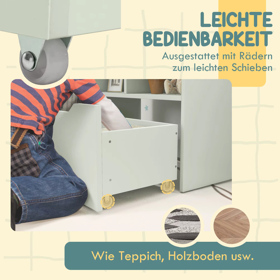 HOMCOM Kinderregal Bücherregal in Pink und Weiß mit 3 Ablagefächern, 2 offenen Fächern und Schublade - Bild 3