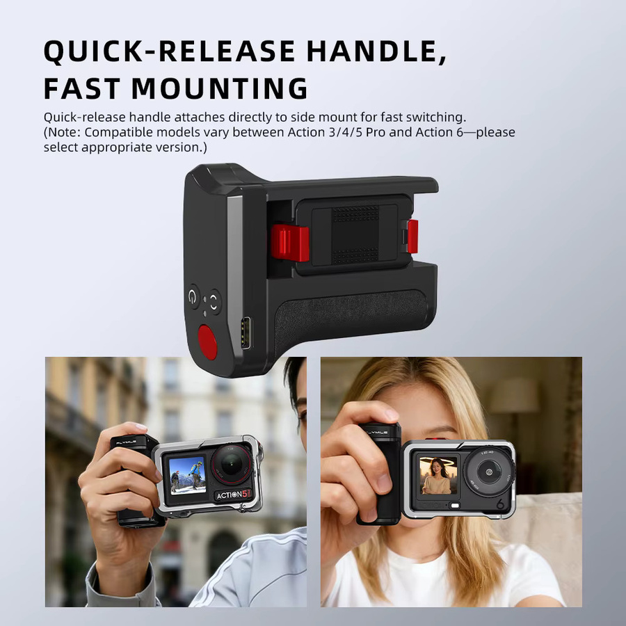 Flymile Action 5 Pro Street Grip Griffhalterung mit Bluetooth-Fernbedienung und Auslöseknopf für DJI OSMO Action 4 - Bild 4