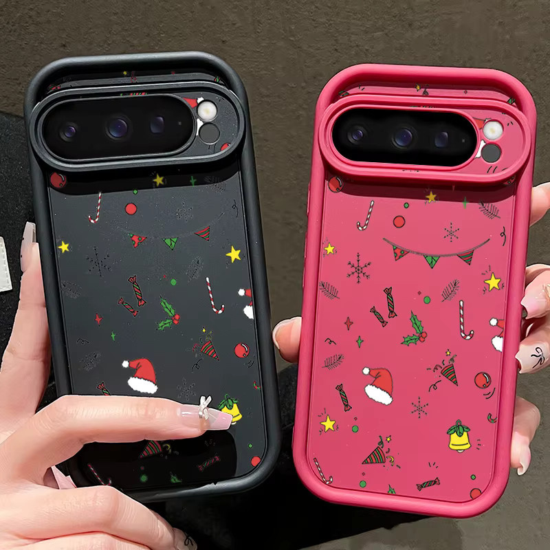 MOESOE Handyhülle mit Weihnachtsmuster für Google Pixel 8 9 Pro 8A 7A 9 Pro XL, stoßfeste TPU-Silikon-Schutzhülle in Multicolor und Beige - Bild 3